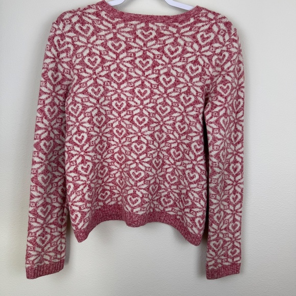 BASS Heart and Snowflake Soft Red & White Pullover Sweater GORGEOUS / Size Small - Picture 11 of 15
